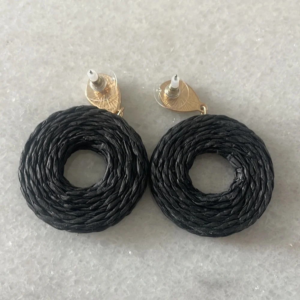 A New Day Ratton Earrings black circle fashion jewelry New